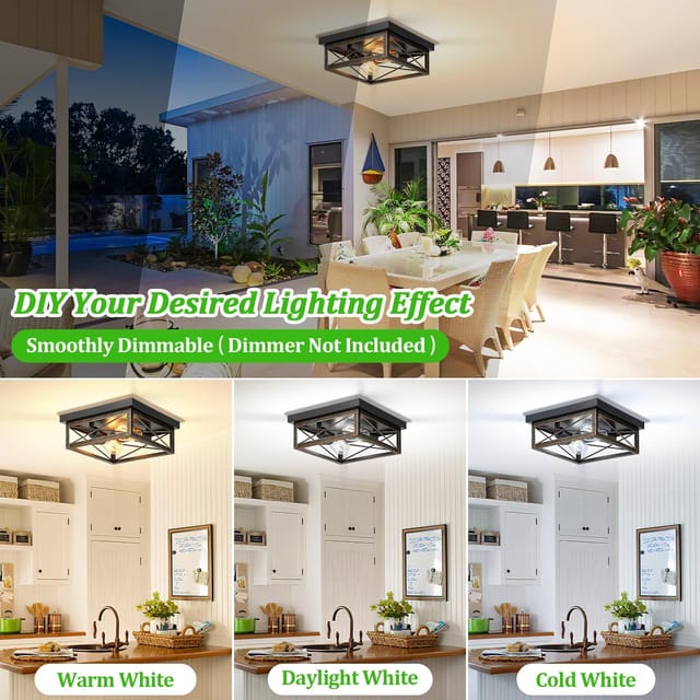 2-Light Farmhouse Industrial Flush Mount Ceiling Lights 2-Pack – photo 5