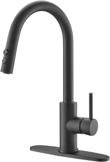Kitchen Faucet with Metal Spray Head – Matte Black – New – photo 5