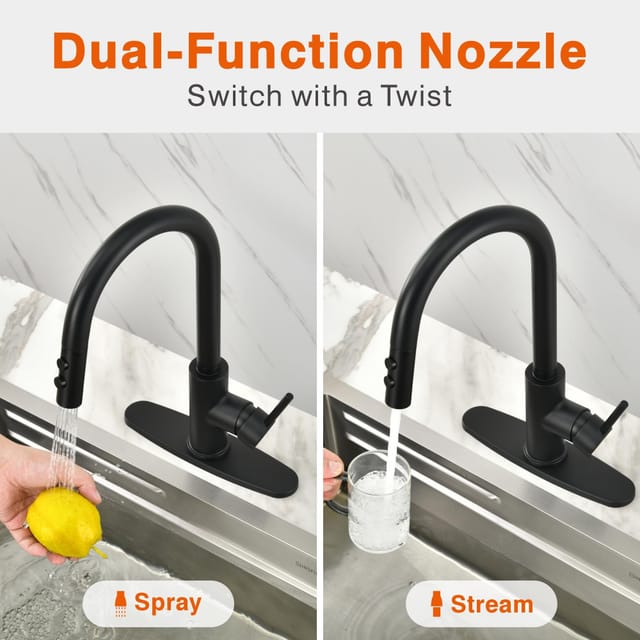 Kitchen Faucet with Metal Spray Head – Matte Black – New – photo 2