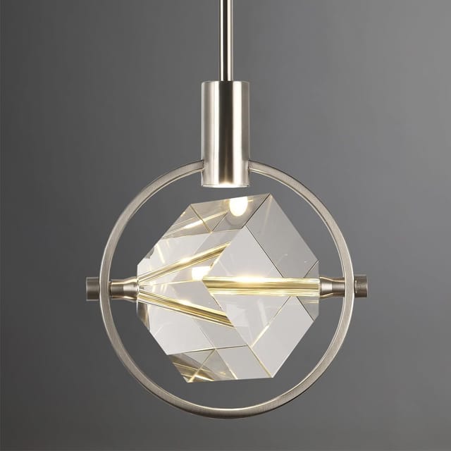 Circle Crystal Pendant Light – Brushed Nickel – New – photo 1