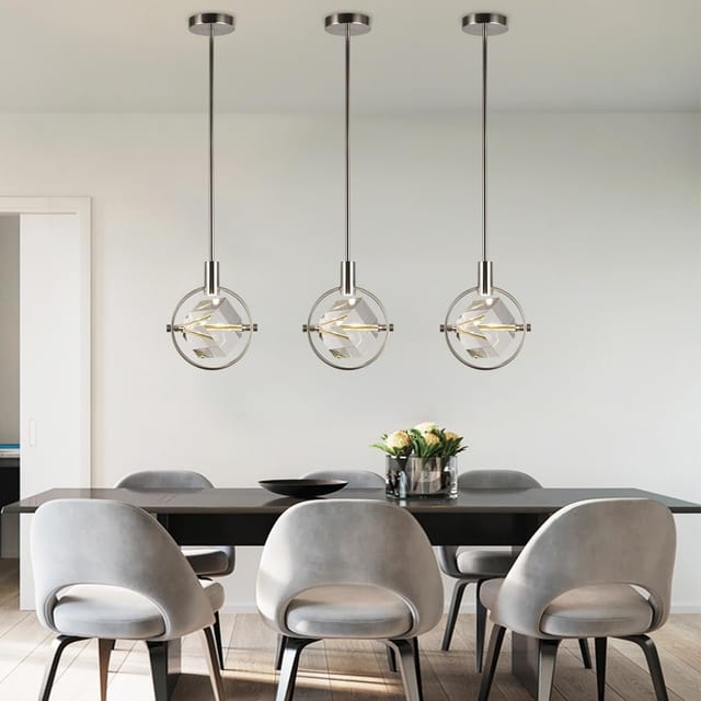 Circle Crystal Pendant Light – Brushed Nickel – New – photo 3