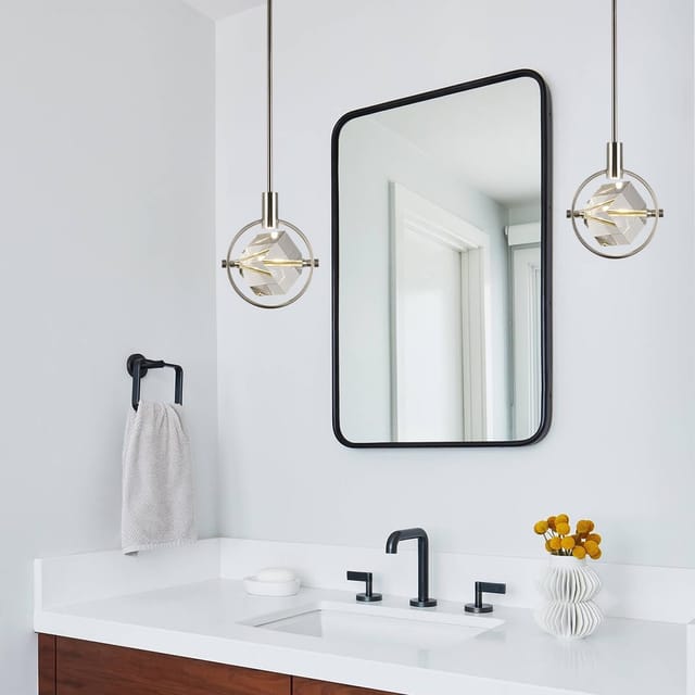 Circle Crystal Pendant Light – Brushed Nickel – New – photo 5
