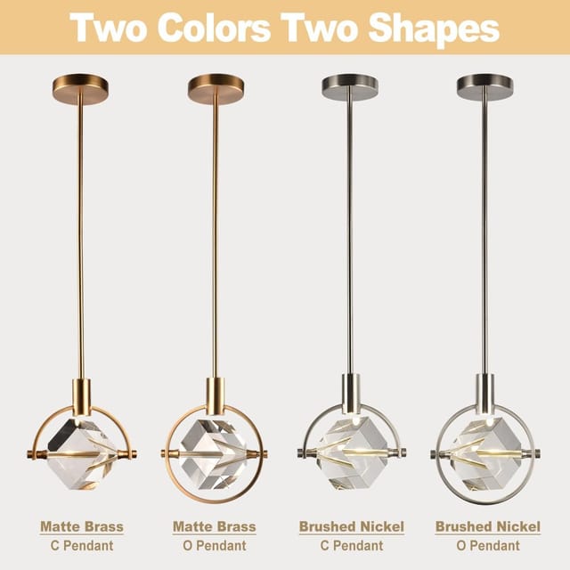 Circle Crystal Pendant Light – Brushed Nickel – New – photo 6