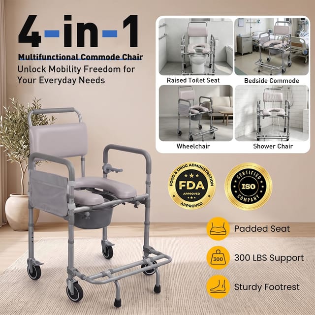 Rolling Shower and Bedside Chair aka Transporting Chair– New – photo 2