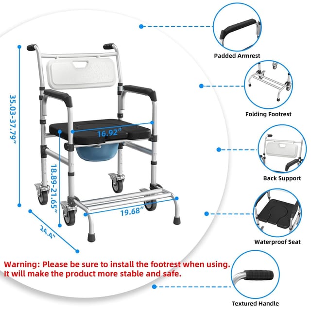 Rolling Shower and Bedside Chair aka Transporting Chair– New – photo 7