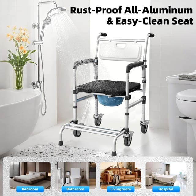 Rolling Shower and Bedside Chair aka Transporting Chair– New – photo 8