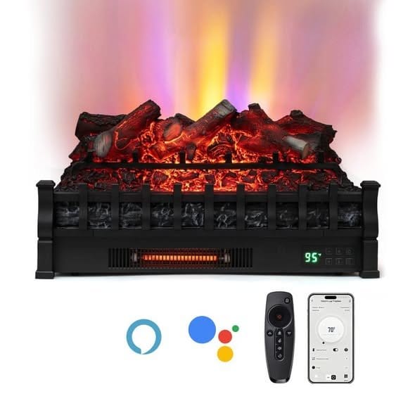 Costway 26 Inch WiFi Infrared Quartz Electric Fireplace Log Insert Heater – photo 1