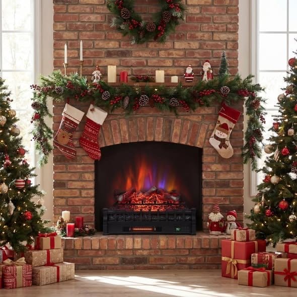 Costway 26 Inch WiFi Infrared Quartz Electric Fireplace Log Insert Heater – photo 2