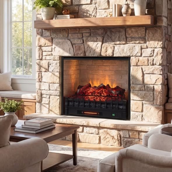 Costway 26 Inch WiFi Infrared Quartz Electric Fireplace Log Insert Heater – photo 3