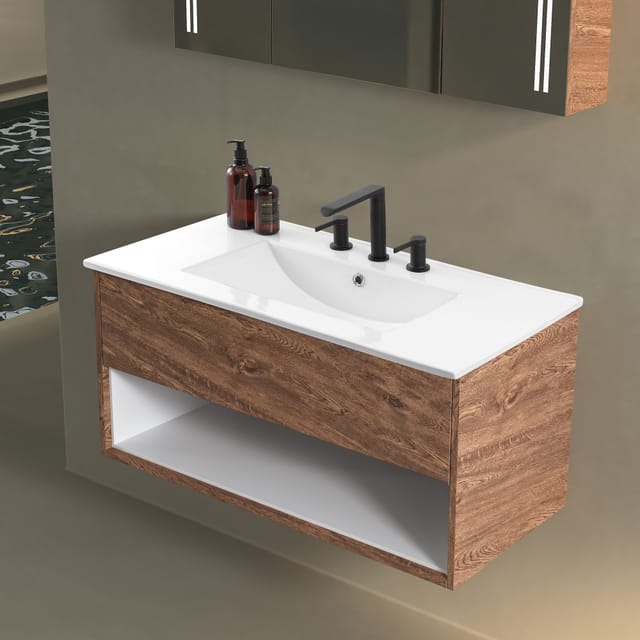 36" White Ceramic Single Top Sink Vanity – New – photo 2