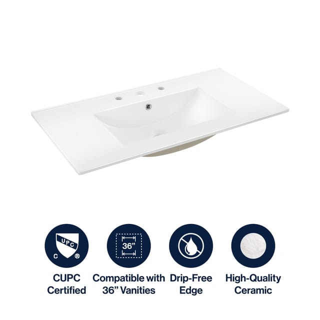 36" White Ceramic Single Top Sink Vanity – New – photo 3