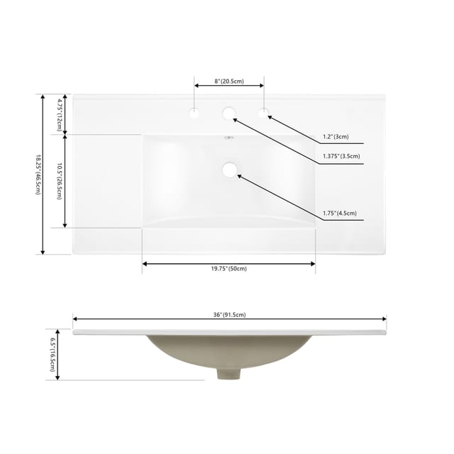 36" White Ceramic Single Top Sink Vanity – New – photo 4