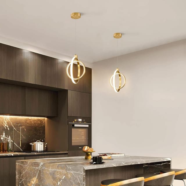Bnhhlz Modern Gold 2 Ring LED Pendant Lights (3 Pack) – New – photo 2