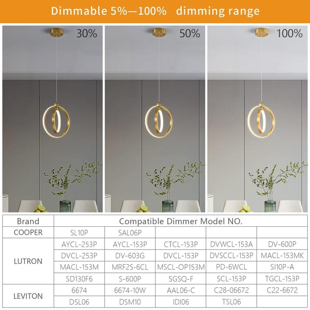 Bnhhlz Modern Gold 2 Ring LED Pendant Lights (3 Pack) – New – photo 4