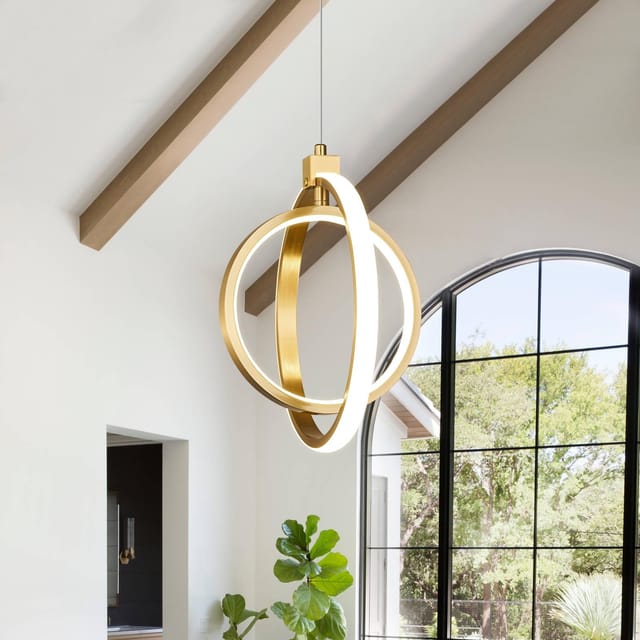 Bnhhlz Modern Gold 2 Ring LED Pendant Lights (3 Pack) – New – photo 6