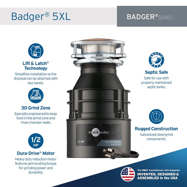 InSinkErator Badger 5XL 1/2-HP Corded Garbage Disposal – photo 2