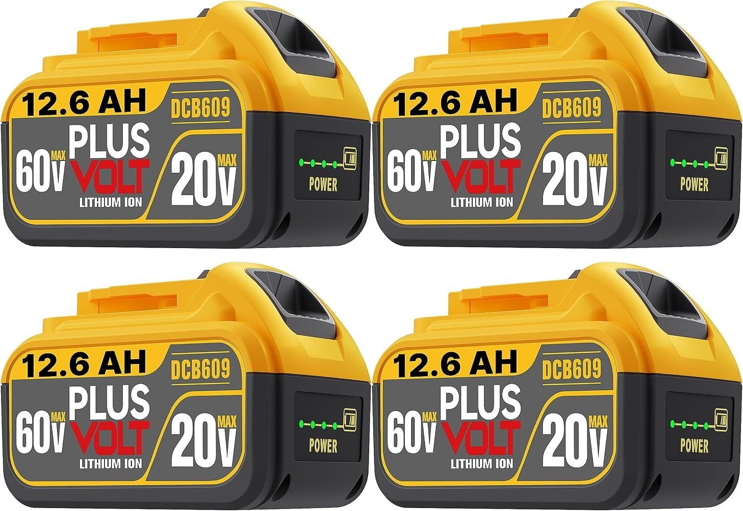 60 Volt Dewalt DCB612 DCB609 12.6Ah FLEX Compatible with 60V/20V Battery 4-Pack High-Capacity – New