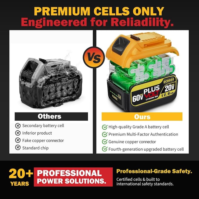 60 Volt Dewalt DCB612 DCB609 12.6Ah FLEX Compatible with 60V/20V Battery 4-Pack High-Capacity – New – photo 3