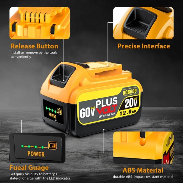 60 Volt Dewalt DCB612 DCB609 12.6Ah FLEX Compatible with 60V/20V Battery 4-Pack High-Capacity – New – photo 7