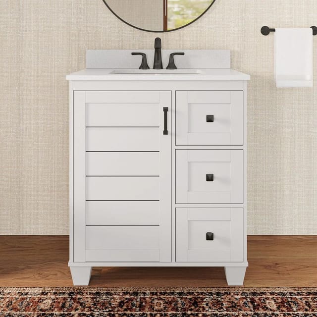 30" White Undermount Single Sink Vanity – New