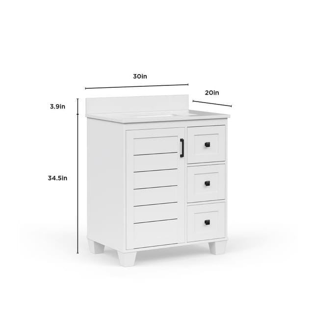 30" White Undermount Single Sink Vanity – New – photo 3