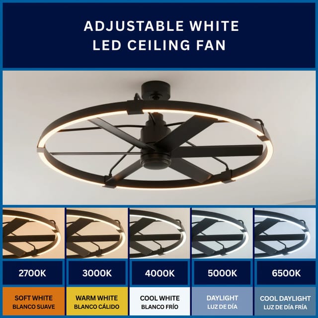 46" Easy2Hang Matte Black LED Covered Outdoor Ceiling Fan – New – photo 4