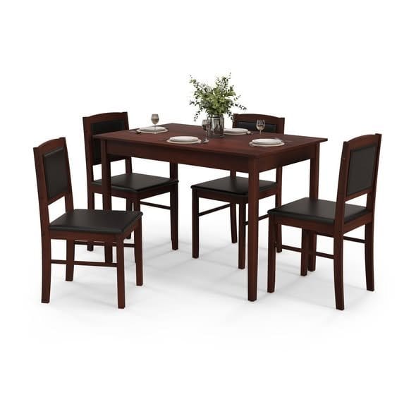 5-Piece Dining Set for 4 with Rubber Wood Legs – New – photo 2
