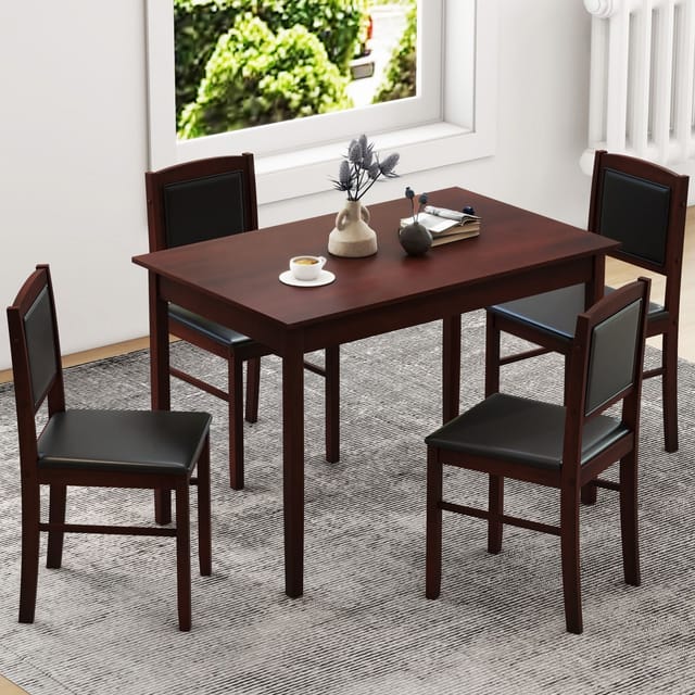 5-Piece Dining Set for 4 with Rubber Wood Legs – New – photo 3