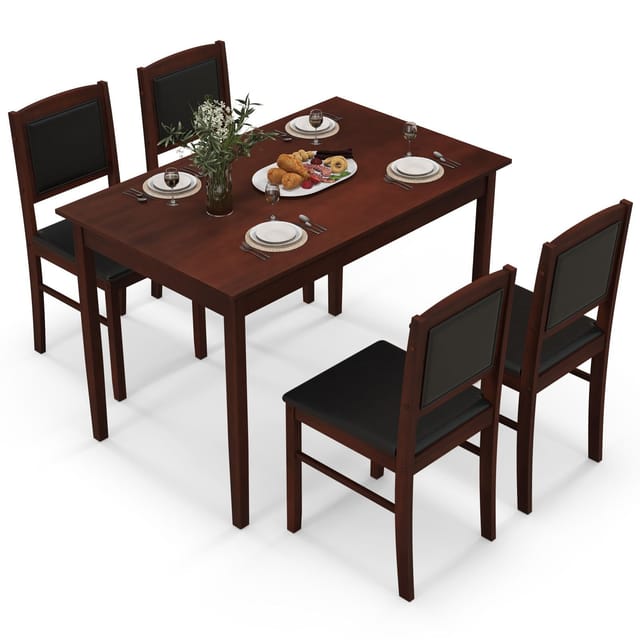 5-Piece Dining Set for 4 with Rubber Wood Legs – New – photo 5