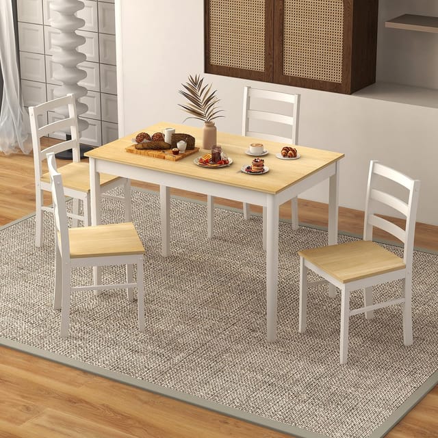5-Piece Dining Set for 4 with Rubber Wood Legs – New – photo 7