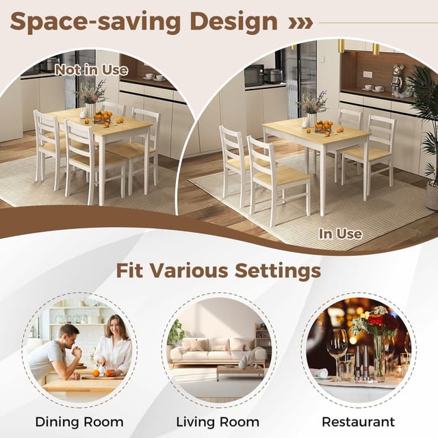 5-Piece Dining Set for 4 with Rubber Wood Legs – New – photo 9