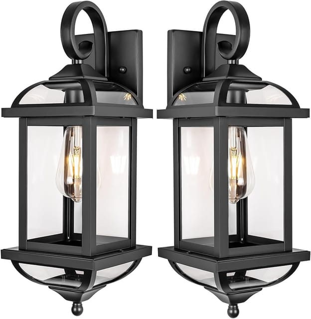 18" Enclosed Outdoor Wall Lanterns (2-Pack) – New