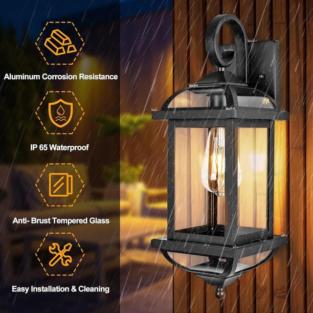 18" Enclosed Outdoor Wall Lanterns (2-Pack) – New – photo 2