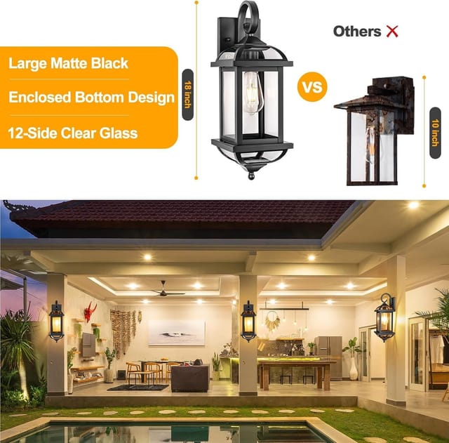 18" Enclosed Outdoor Wall Lanterns (2-Pack) – New – photo 3