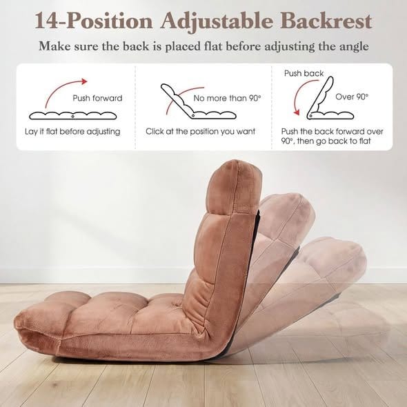 Folding Floor Chair with 14-Position Adjustable Back Support – New – photo 5