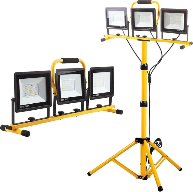GUWELL 22000 Lumen 3-Head LED Work Light with Tripod Stand