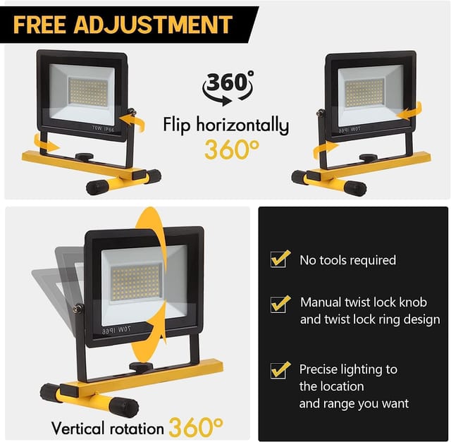 GUWELL 22000 Lumen 3-Head LED Work Light with Tripod Stand – photo 2