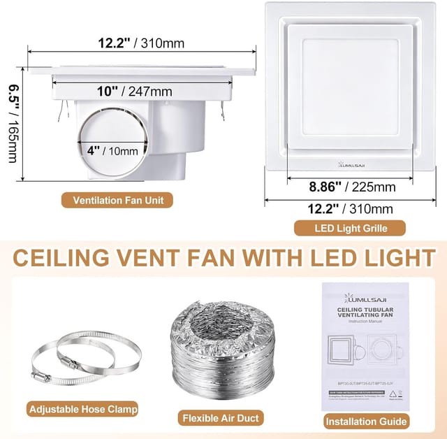 12" Bathroom Exhaust Fan with Light – New – photo 8