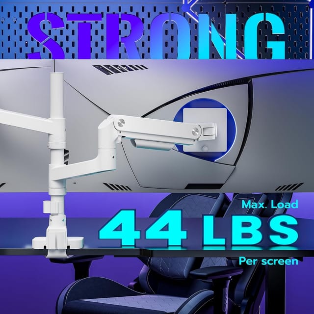 Dual Monitor Arm Desk Mount for 17 to 49 Inch Monitors, White – photo 5