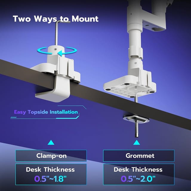 Dual Monitor Arm Desk Mount for 17 to 49 Inch Monitors, White – photo 7