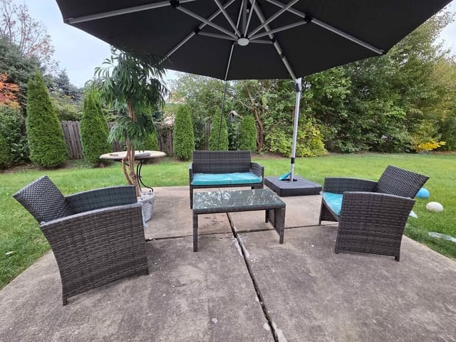 4-Piece Rattan Patio Conversation Set, Green Cushions – photo 8