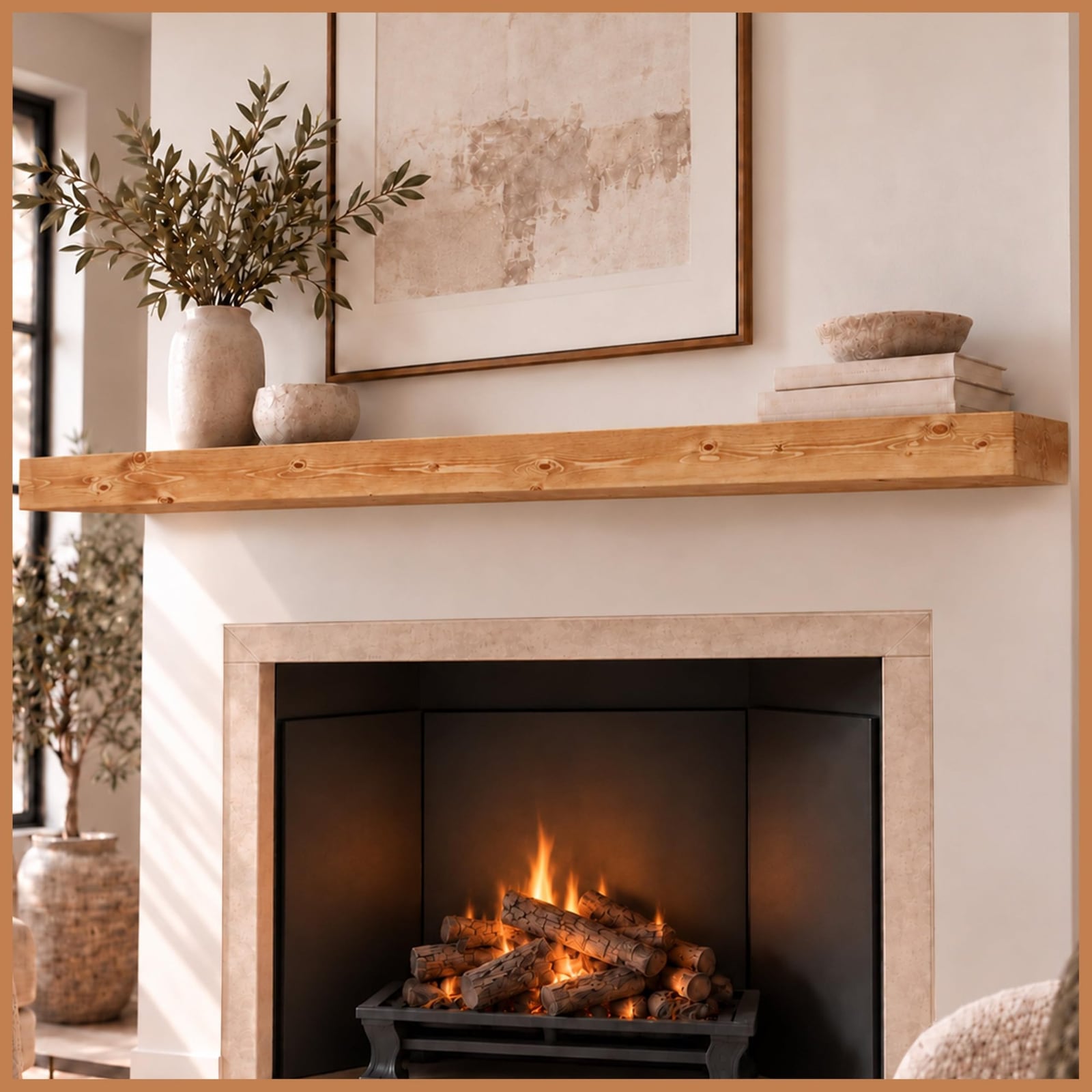 Fireplace Mantle 72 x 8 x 3 – New