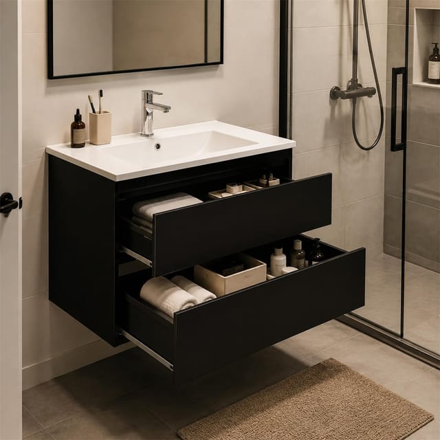 NOVAMAISON 36-Inch Floating Bathroom Vanity with Sink, Black