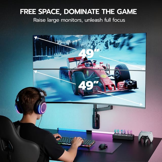 Dual Monitor Wall Mount for 17-49 in Ultrawide Screens, Black – photo 7