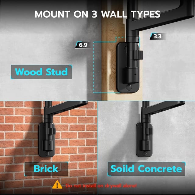Dual Monitor Wall Mount for 17-49 in Ultrawide Screens, Black – photo 8
