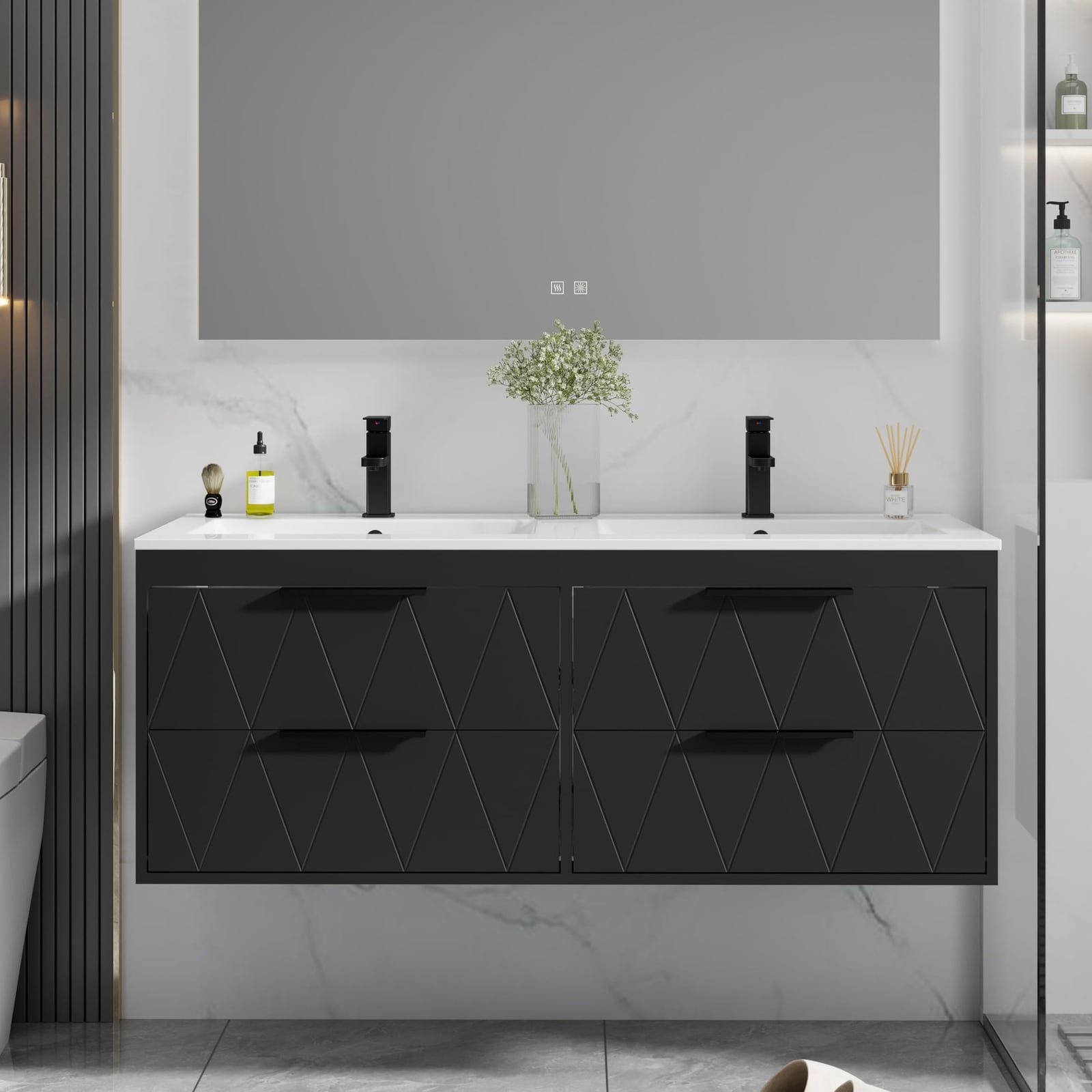 48" Eclife Floating Bathroom Vanity – Black – New