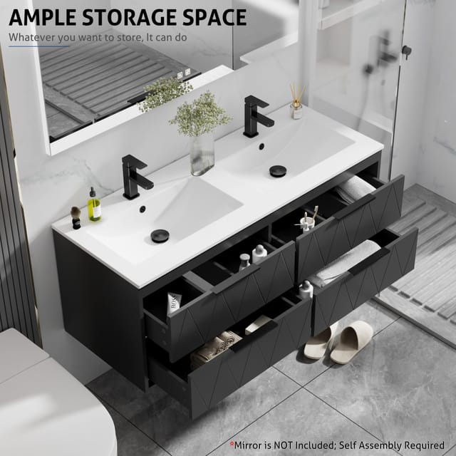 48" Eclife Floating Bathroom Vanity – Black – New – photo 3