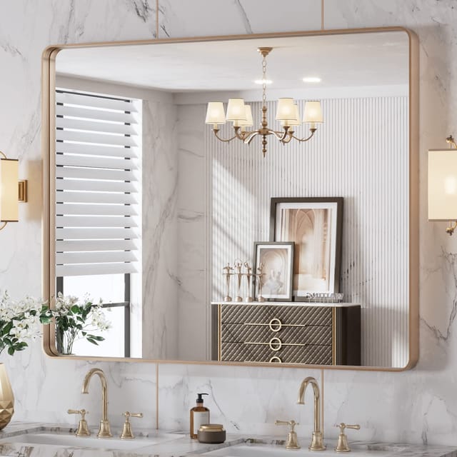 40"X32" Gold Bathroom Mirror