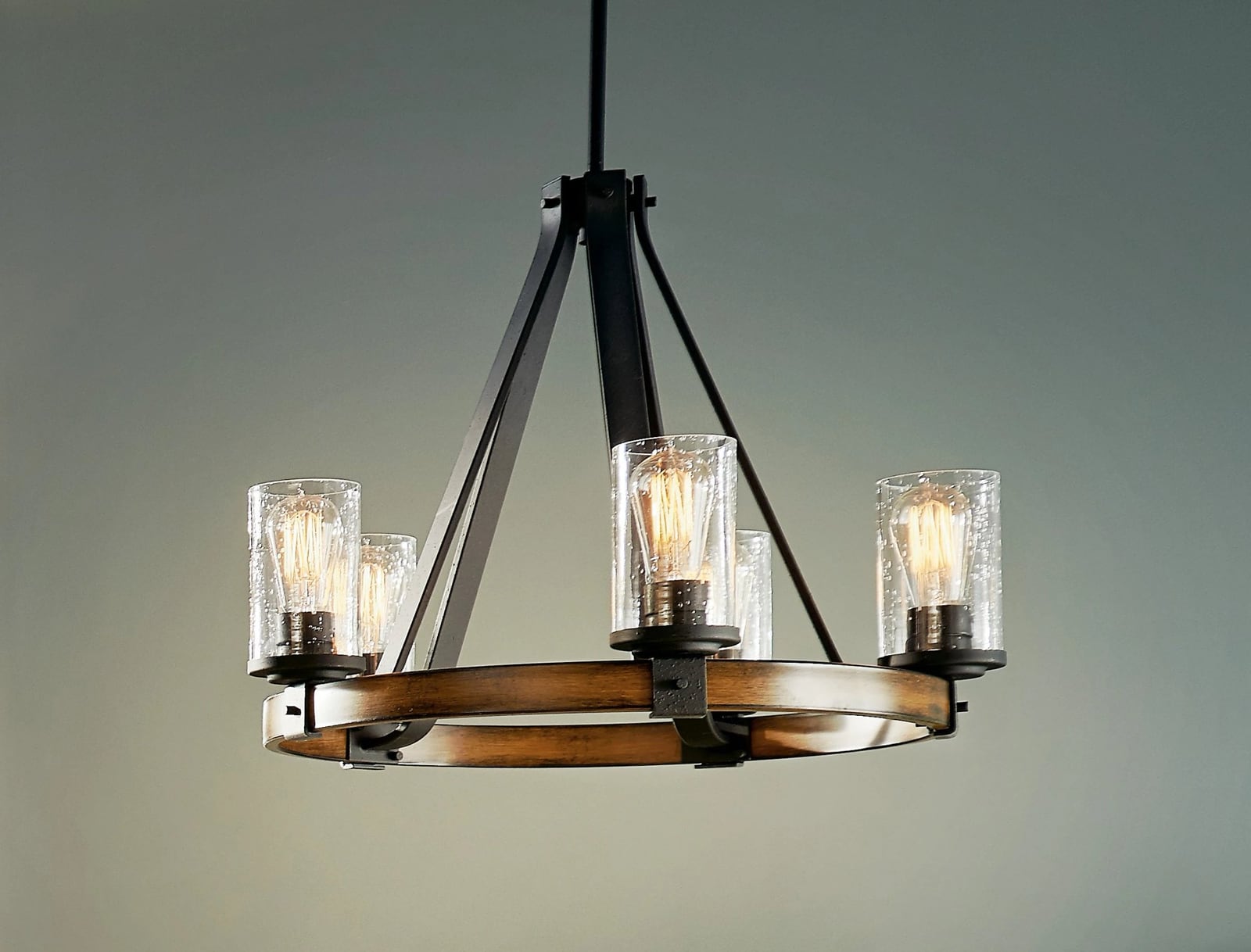 Barrington 5-Light Black Seeded Glass Metal Chandelier – New