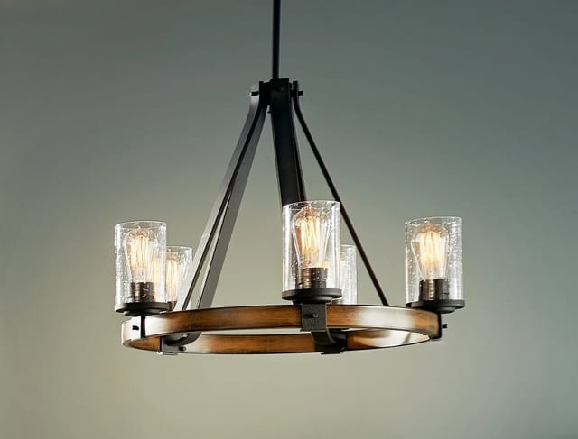 Barrington 5-Light Black Seeded Glass Metal Chandelier – New